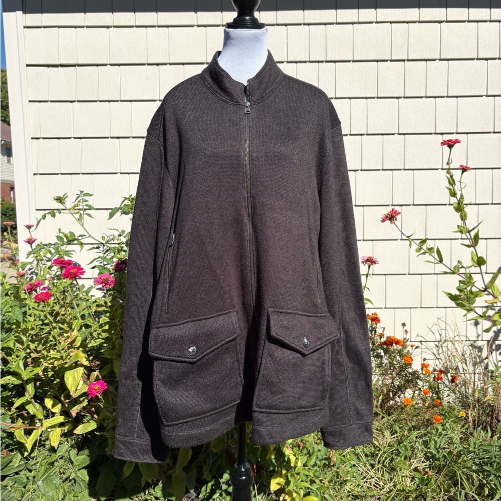 Perry Ellis Dark Gray Zip-Up Sweater Jacket